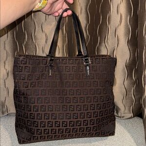 Fendi Zuccino Brown Tote Bag Authentic